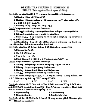 Đề kiểm tra trắc nghiệm chương II - Hình học 11